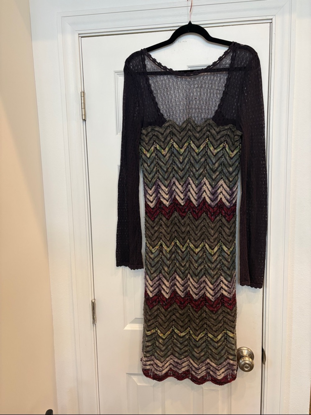 Free People Long Sleeve Chevron Knit Dress